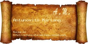 Antunovits Mariann névjegykártya